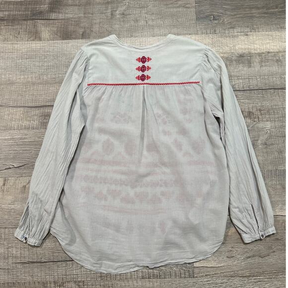 Johnny Was 3J Workshop Embroidered Cotton Gauze Large Aztec Floral Long Sleeve - Picture 2 of 7